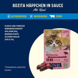 Bozita Pouch Mokra karma w sosie wołowym - 12 saszetek x 85g Mokra karma dla kotów bez zbóż i pszenicy - Mokra karma dla dorosłych kotów z 8,5% białka i 4,5% tłuszczu