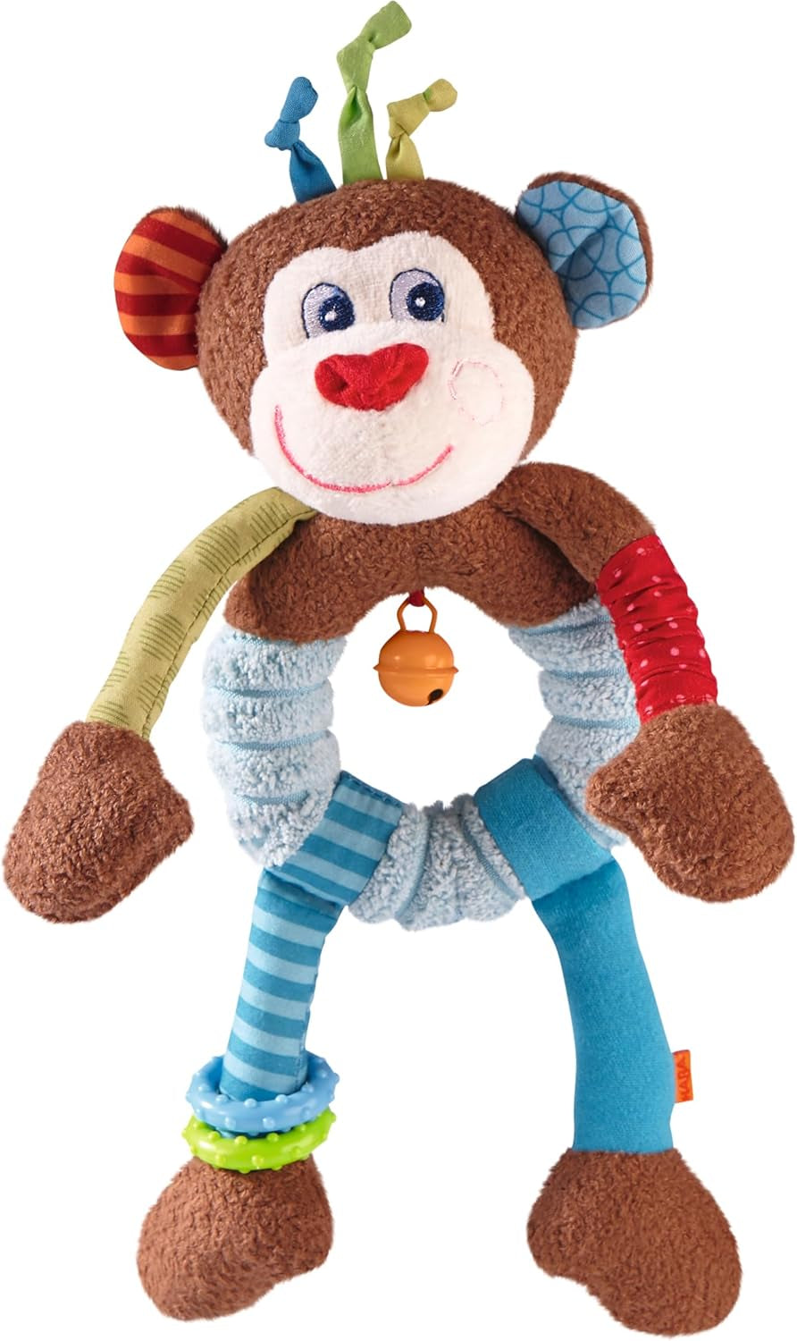 HABA 302999 - Małpka Lino, pluszowa zabawka z mnóstwem efektów do zabawy i odkrywania, zabawka dla dzieci od 6 miesiąca. Zabawki Bebe Naty Shop