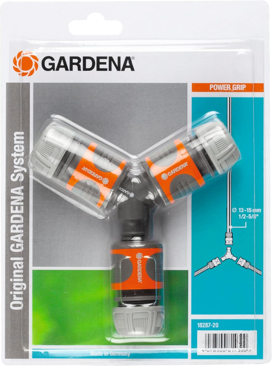 Zestaw złączy Gardena: złączka do węża z przedłużeniem 13 mm (1/2 cala) i 15 mm (5/8 cala), nawet przy wysokim ciśnieniu wody, łatwy montaż (18283-20)