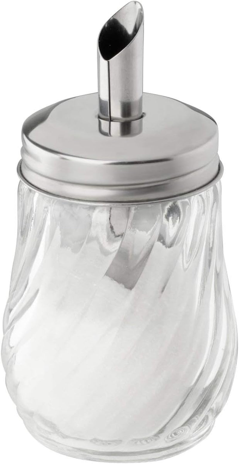 FMprofessional Dozownik cukru FLEURETTE 160ml, pojemnik szklany, pojemnik ułatwiający dozowanie, pojemnik na różne okazje, wysokiej jakości pojemnik (kolor: srebrny), ilość: 1 szt.