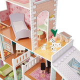 Amazon Basics 4-poziomowy drewniany domek dla lalek i akcesoria meblowe dla lalek 12" Naty Shop Domki dla lalek