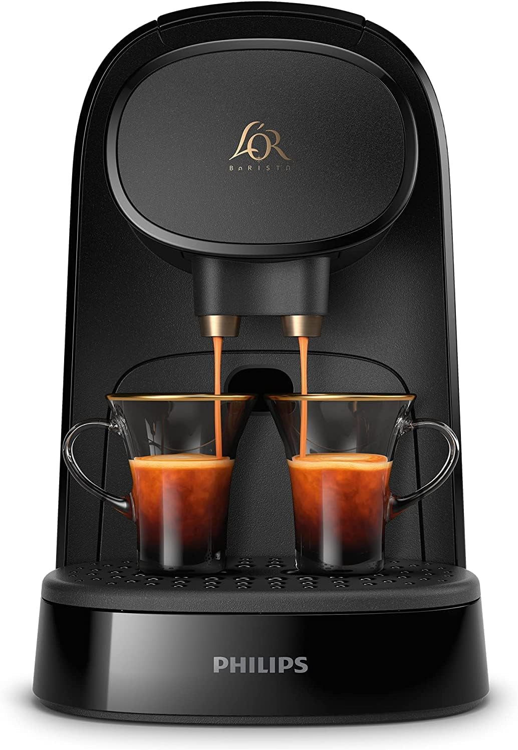 Ekspres do espresso na kapsułki PHILIPS LM8012/60 — dwie dawki, podwójna przyjemność, 1 lub 2 filiżanki, ristretto, espresso, lungo lub grand café long, podwójna kapsułka, oryginalna jakość espresso, czerń fortepianowa