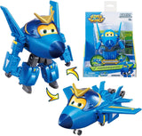 Super Wings 5" Transformujące postacie Zestaw 2 zestawów Transforming Supercharged Jett + Tino Transformator Zabawka dla chłopców i dziewcząt w wieku od 3 lat Czerwone figurki Naty Shop Jerome