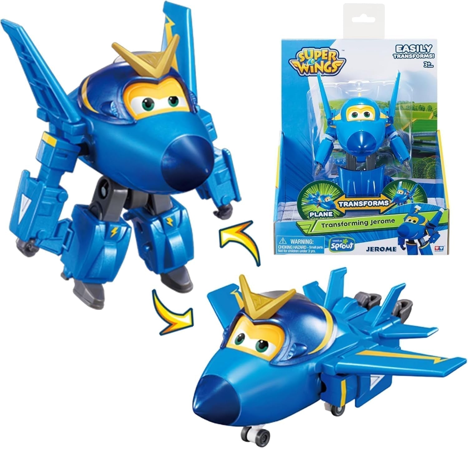 Super Wings 5" Transformujące postacie Zestaw 2 zestawów Transforming Supercharged Jett + Tino Transformator Zabawka dla chłopców i dziewcząt w wieku od 3 lat Czerwone figurki Naty Shop Jerome