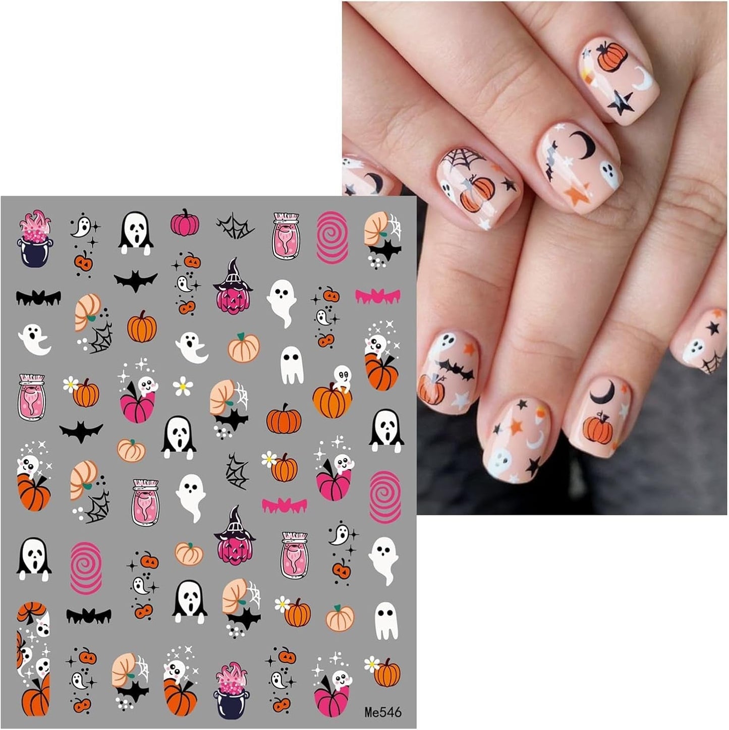 JMEOWIO Nagelsticker Halloween 9 Blatt Nail Art Naklejka Selbstklebend Nagelaufkleber Dekoration Nageldesign Zubehör