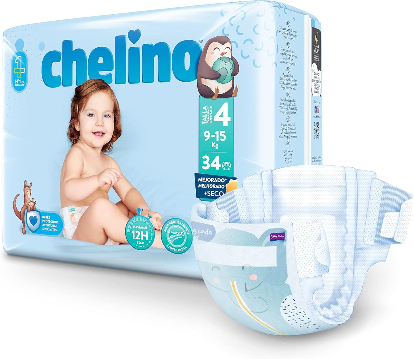 Pieluszki dziecięce Fashion & Love rozmiar 4 (9-15 kg), 34 sztuki