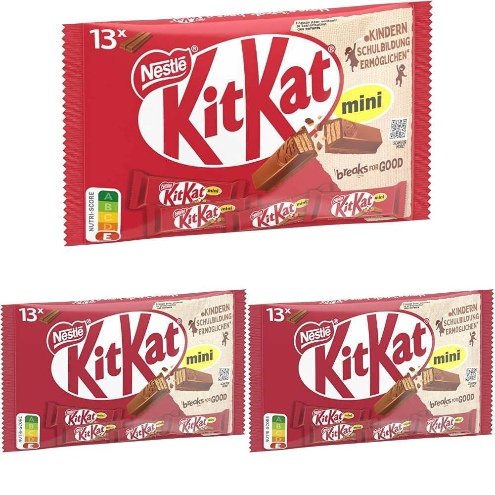 Nestlé Mini Batony Czekoladowe Chrupiące Batoniki Waflowe Mlecznej Czekolady 3 Opakowania (1 x 217g)