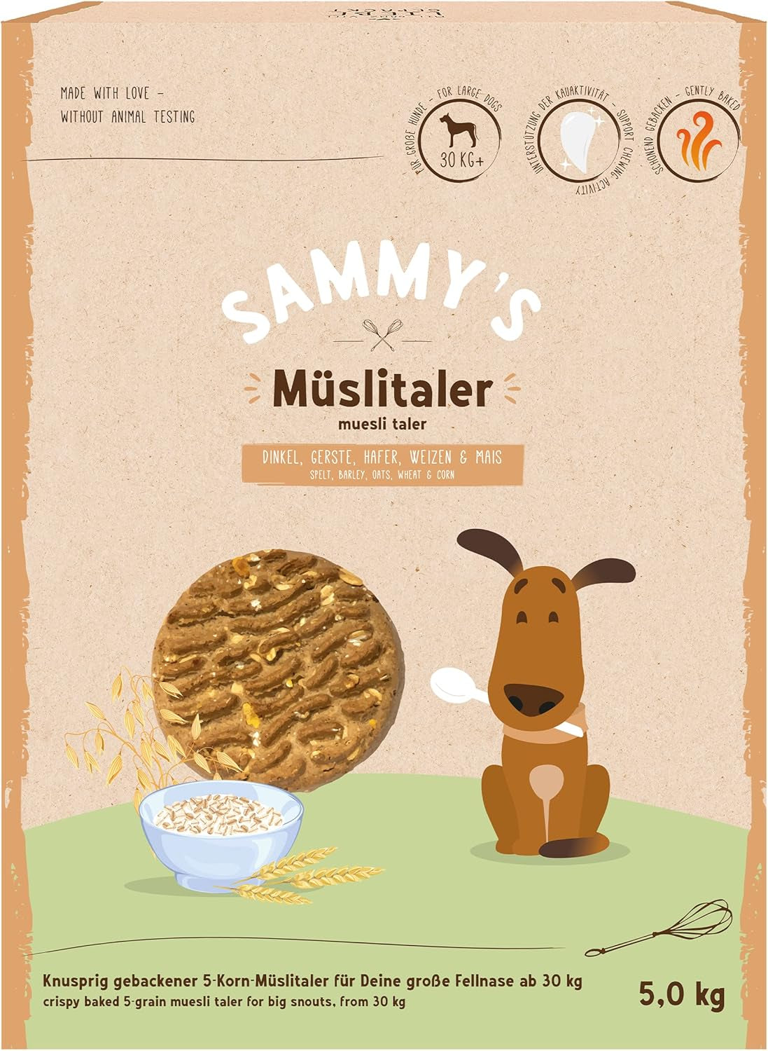 Monety musli Sammy'ego | Chrupiące pieczone przekąski dla psów | 5 monet zbożowych musli dla Twojego dużego futrzanego przyjaciela (30kg+) | 1 kg