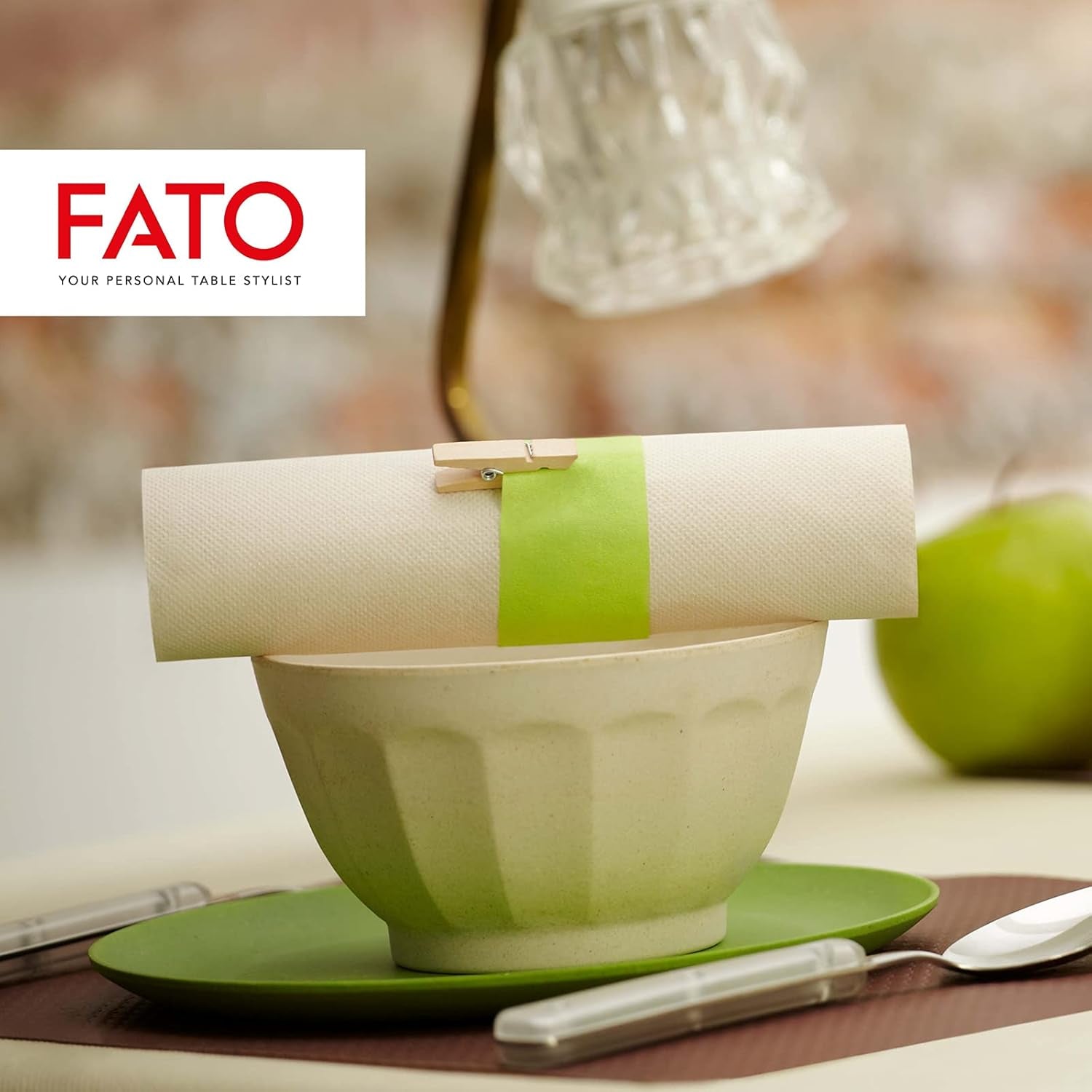 Fato - Naturalne 4-składane jednorazowe serwetki papierowe, przyjazne dla środowiska, 40 szt., rozmiar 38X38, 2 warstwy, 100% papier makulaturowy