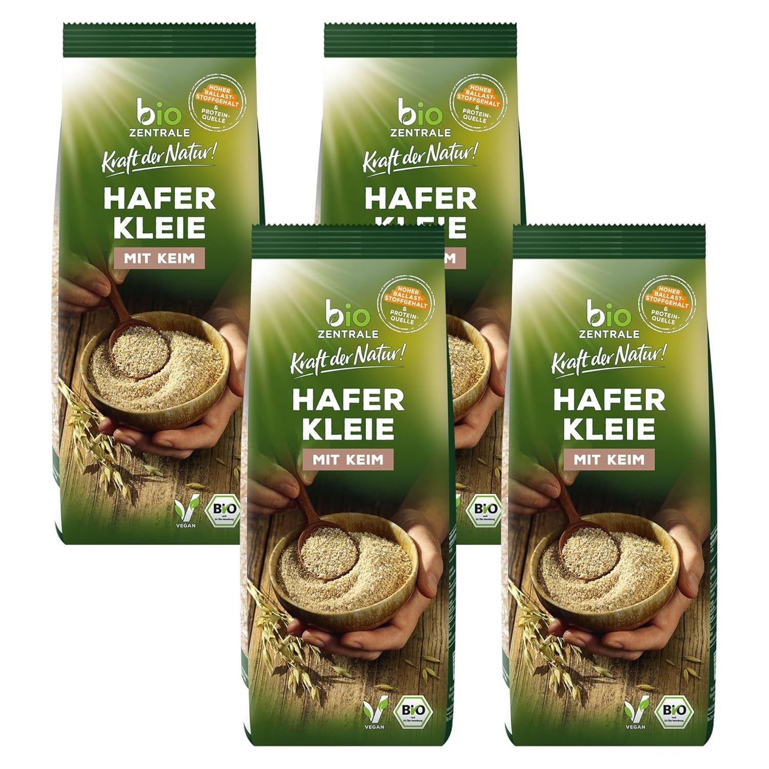 Biocentralne organiczne otręby owsiane 1 kg | Korzystny pakiet | Źródło białka o wysokiej zawartości błonnika | Naturalnie wegańskie | Z rolnictwa UE | Niska zawartość cukru