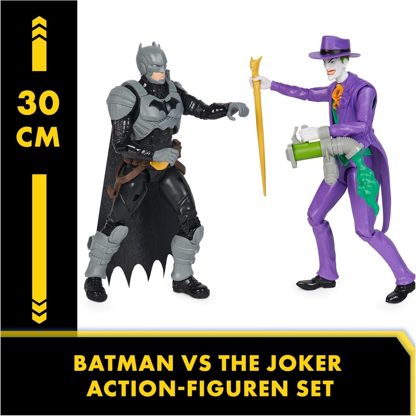 DC Batman Adventures Zestaw figurek Batman kontra Joker, 30 cm - 2 w pełni ruchome figurki z 12 zębatkami do ekscytującego odgrywania ról, zabawka dla dzieci w wieku 4+ Figurki Naty Shop
