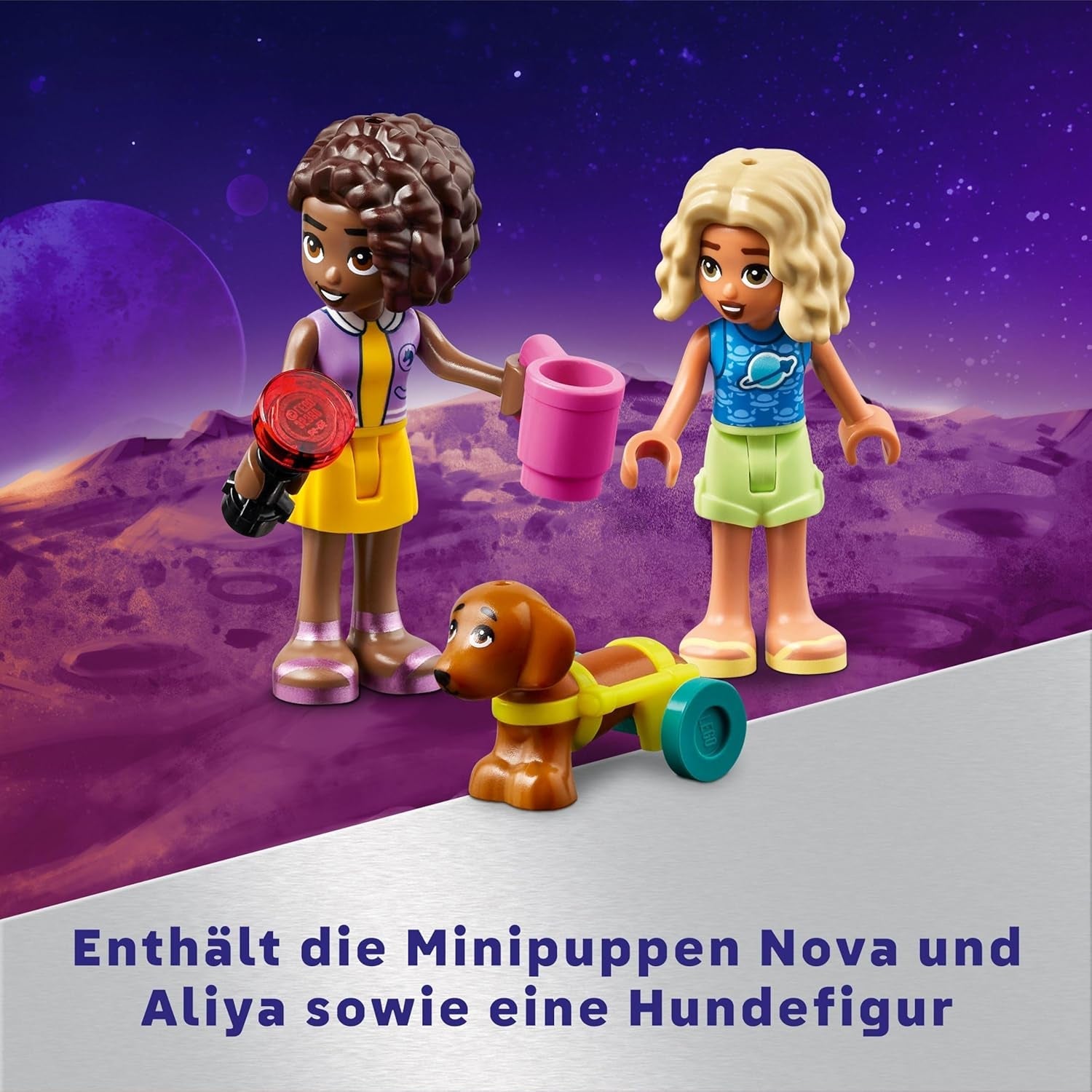 Zestaw pojazdów kempingowych LEGO Friends Stargazer z pojazdem terenowym i zabawkowym teleskopem, prezent dla dziewcząt i chłopców od 7 lat, zawiera figurki Nova, Aliya i psa 42603 Zestawy do budowania Besuche den LEGO-Store