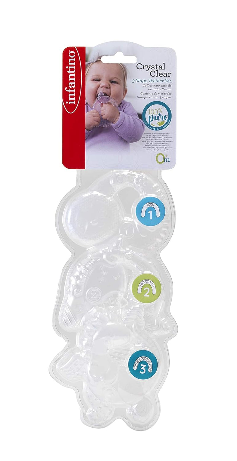 Infantino 316564-01 Infantino Przezroczyste pierścienie do ząbkowania - Miękki pierścień do ząbkowania, wykonany z nietoksycznego materiału, do rozwoju sensorycznego i wspomagania ząbkowania, wielokolorowy