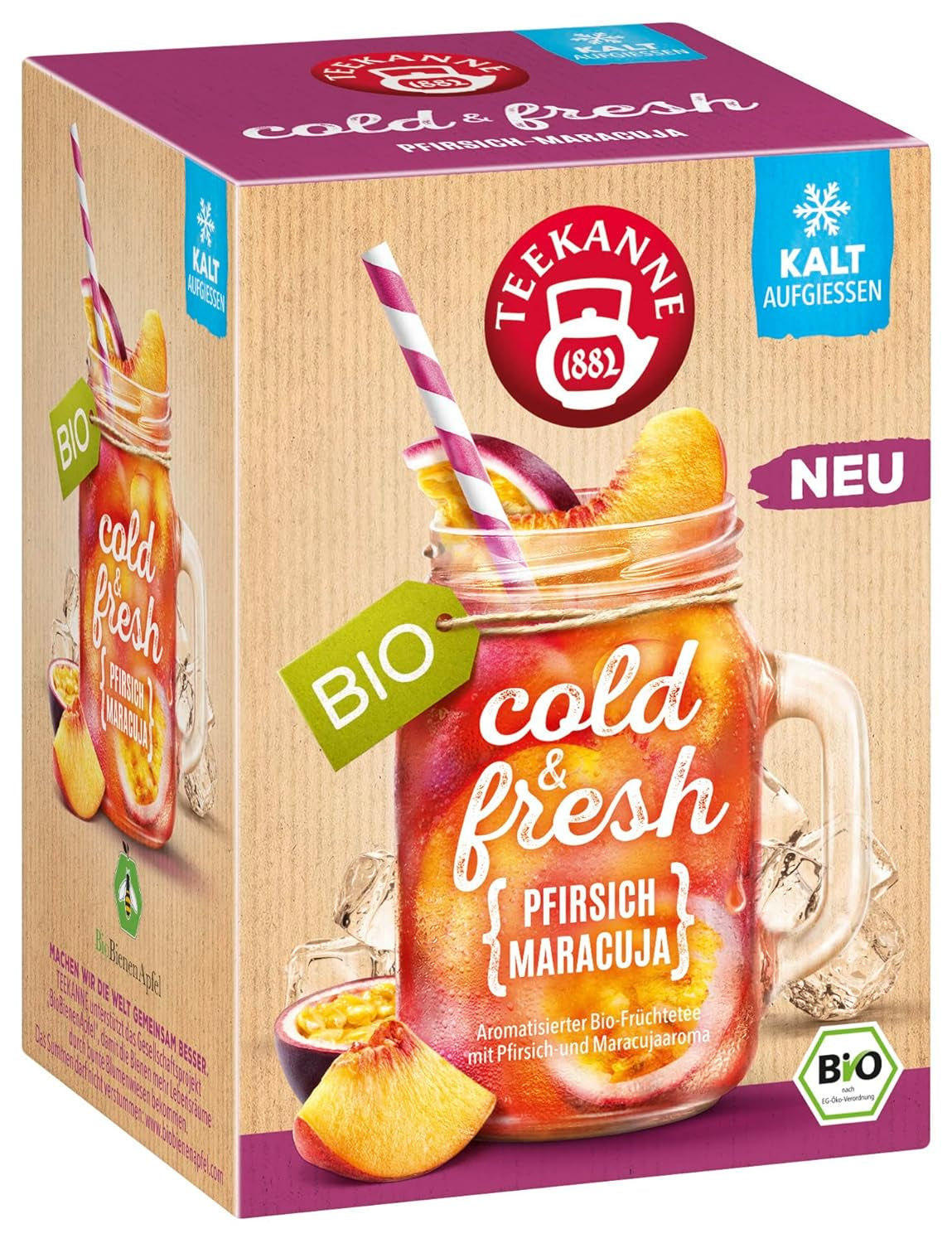 Teekanne Cold & Fresh BIO 4Er Mix - Z nowymi odmianami cytryna-mięta, brzoskwinia-marakuja, pomarańcza-rozmaryn, grejpfrut-mięta-imbir (4 X 45G)