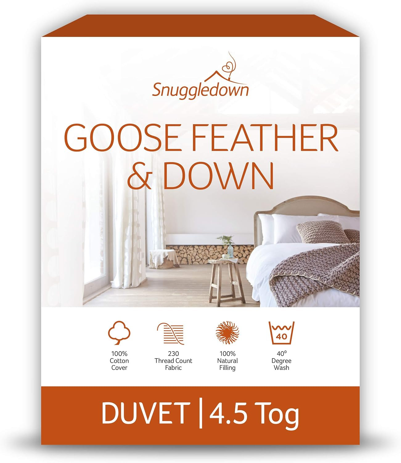 Pocieszyciel Snuggledown Freshwash dla alergików, ciepły zimowy, bawełniany, biały, łóżko pojedyncze Kołdry i kołdry Naty Shop Łóżko podwójne 4,5 tog