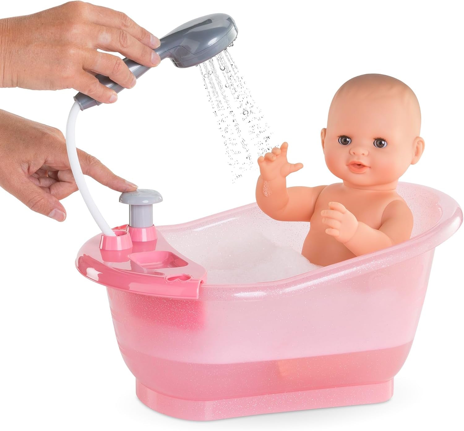 Corolle 9000141660 - Wanna Mon Grand Poupon z funkcją pompki i gumową kaczką dla wszystkich lalek 30-36 cm, 32,5 cm, od 3 lat