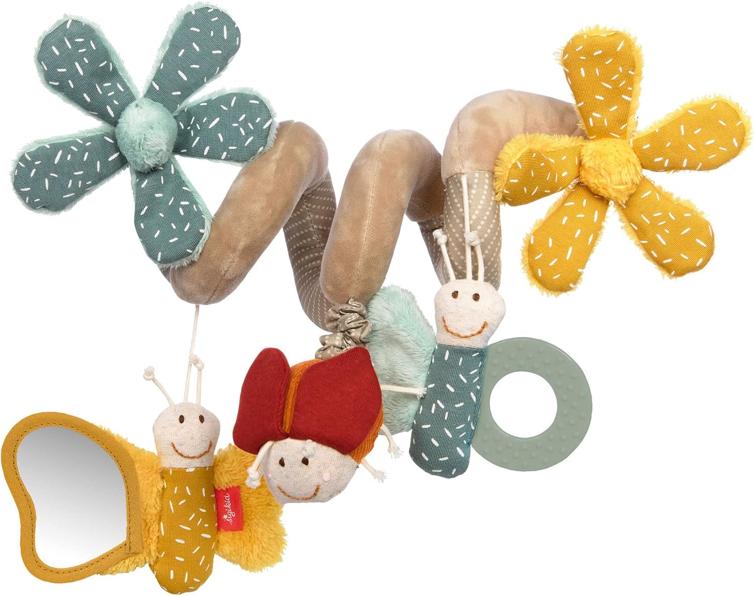 SIGIKID 42249 Aktywny spiralny motyl Baby Activity On Tour zabawka dla dziewczynki dla dzieci polecana od urodzenia wielokolorowy Zabawki Bebe Naty Sklep Pojedynczy Żółty/gołąb/olej/motyl
