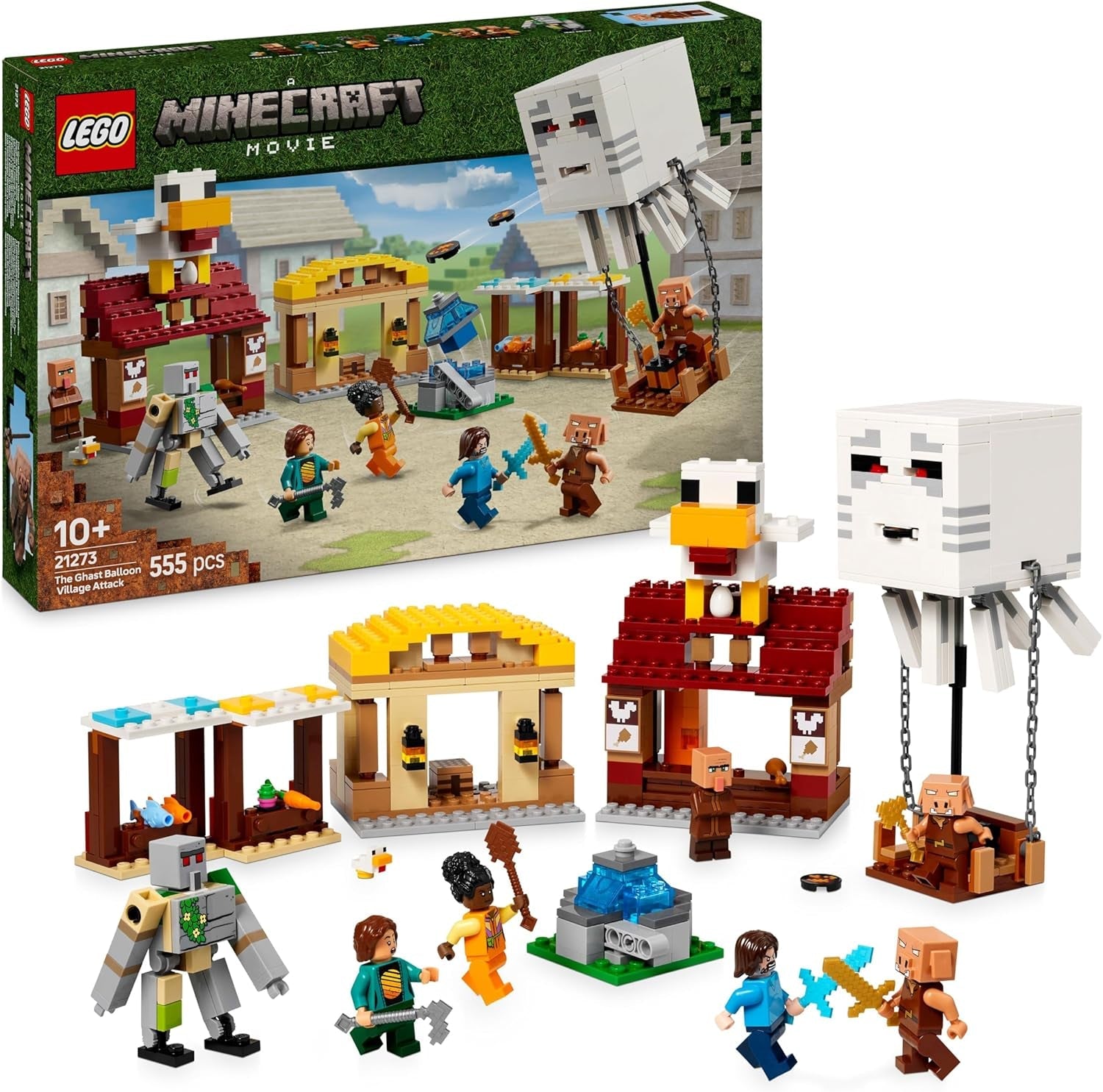 LEGO Minecraft Atak balonem duchów - Zabawka dla graczy dla dzieci - Zestaw do budowania gier wideo Dom, kurczak i Golem - Artykuły filmowe dla chłopców w wieku 10+ - 21273 Zestawy do budowania Besuche den LEGO-Store Default Title