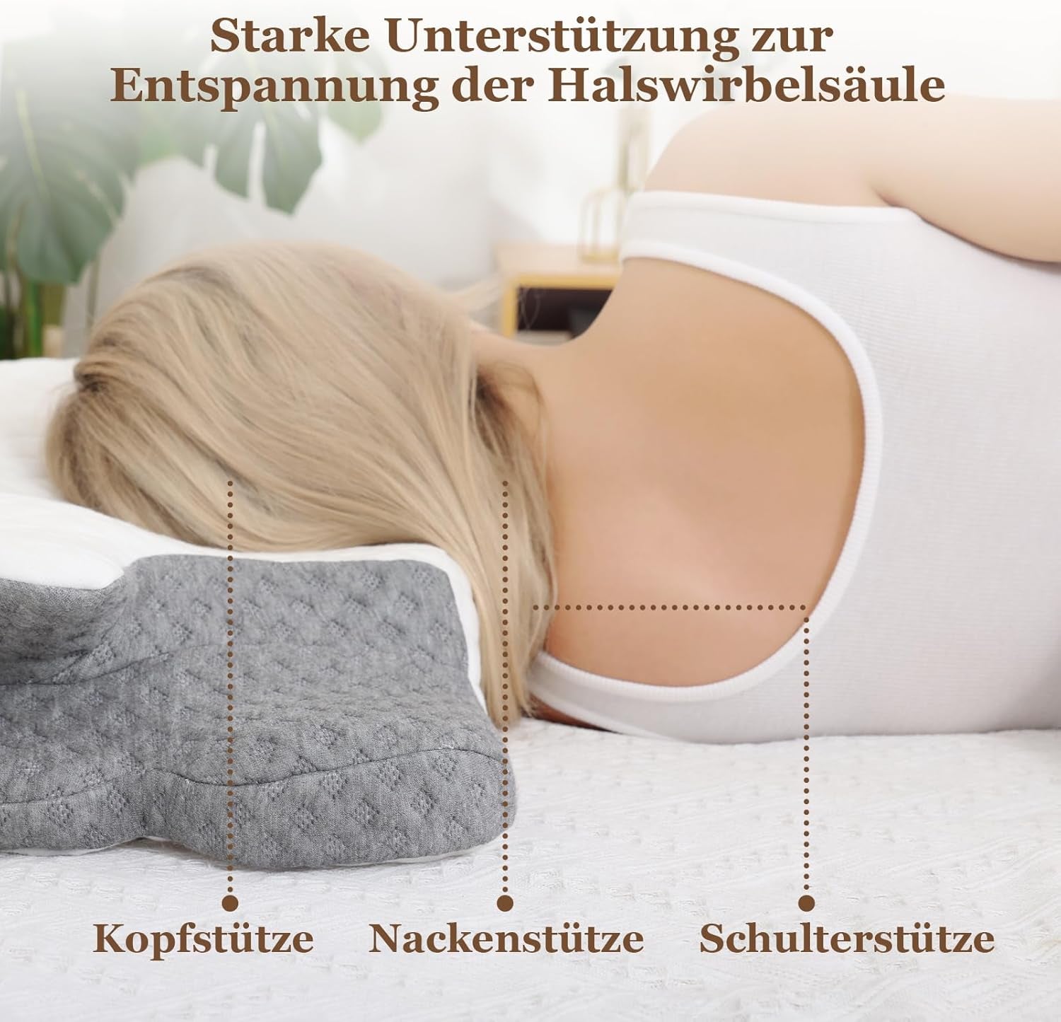 Poduszka pod szyję Wellsync Poduszka ergonomiczna Poduszka z pianki memory Poduszka ortopedyczna dla osób śpiących na boku Podkłady na plecach Podkłady na brzuch Ból szyi Biały Szary Poduszki ortopedyczne szyjki macicy Naty Shop