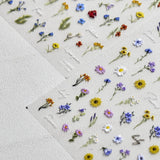 JMEOWIO 3D Nagelsticker Bunte Blumen Nail Art Naklejka Selbstklebend Nagelaufkleber 5D Stereoskopisch Frühlings Sommer Blumen Dekoration Nageldesign Zubehör 2 Blatt