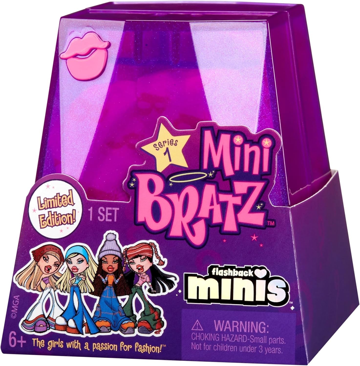 Lalki Bratz Miniverse MGA's Y2K Nostalgia Flashback Minis z limitowanej edycji - PAKIET NIESPODZIANKI - 2 mini lalki Bratz i gablota - świetny prezent dla dzieci i kolekcjonerów 6+