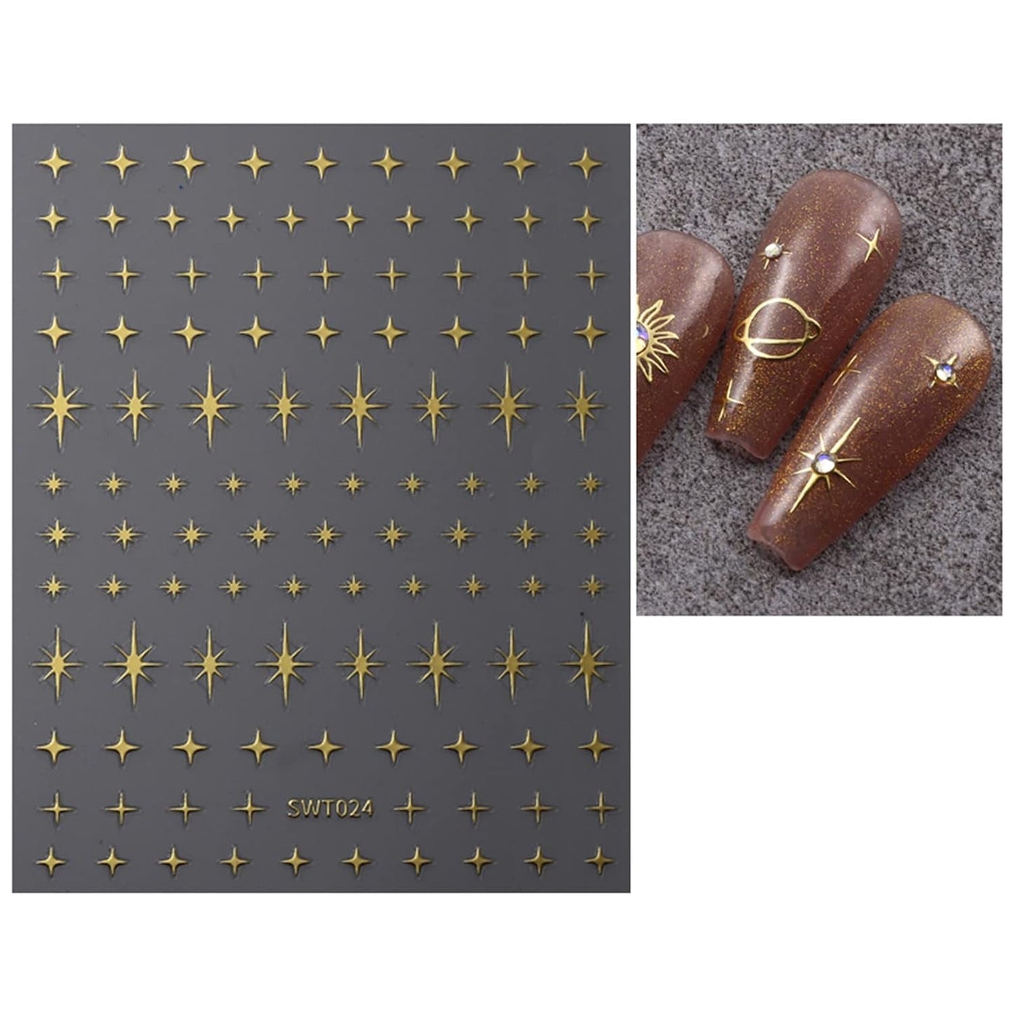 JMEOWIO Nagelsticker Mond Stern 9 Blatt Nail Art Naklejka Selbstklebend Nagelaufkleber Bunter Dekoration Nageldesign Zubehör