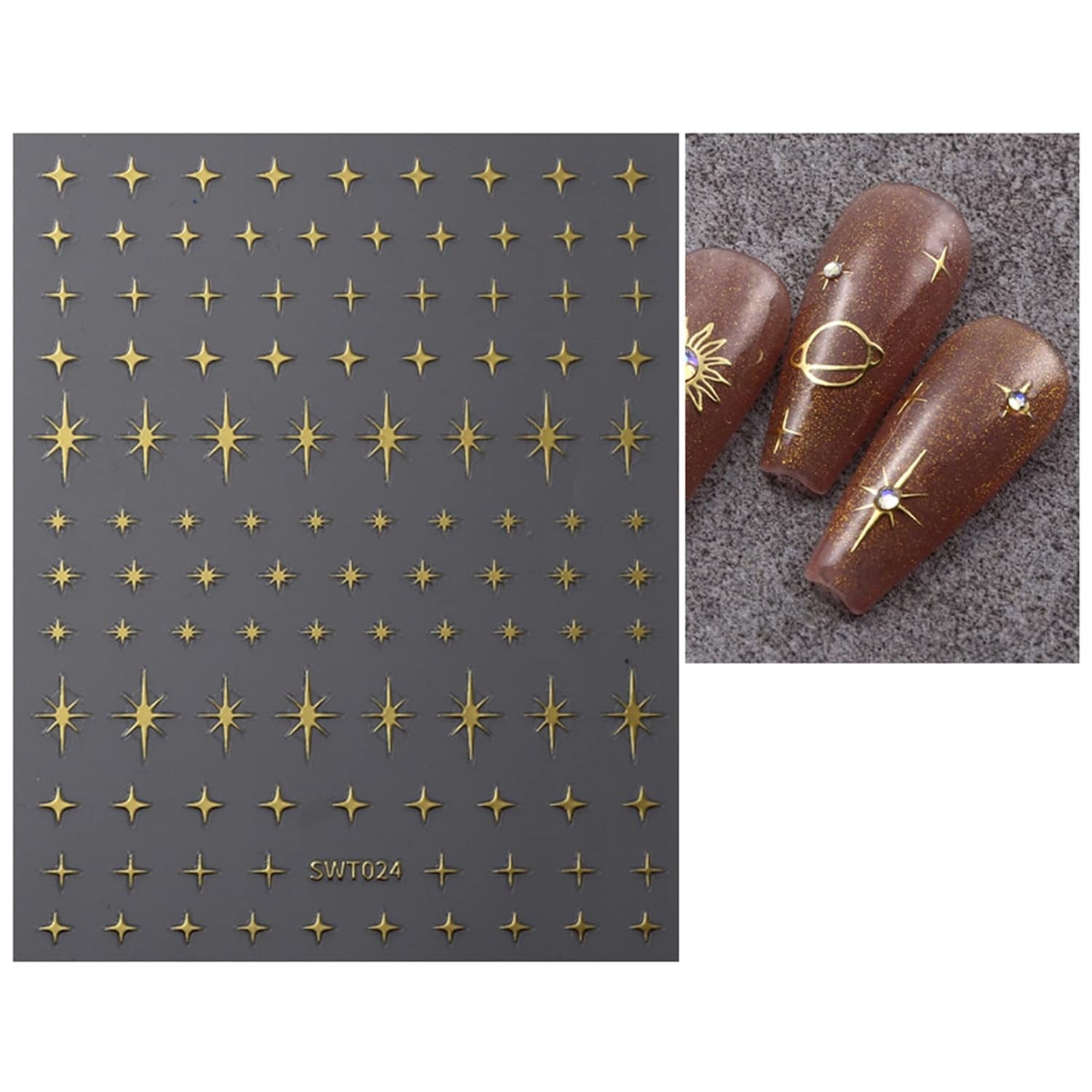 JMEOWIO Nagelsticker Mond Stern 9 Blatt Nail Art Naklejka Selbstklebend Nagelaufkleber Bunter Dekoration Nageldesign Zubehör