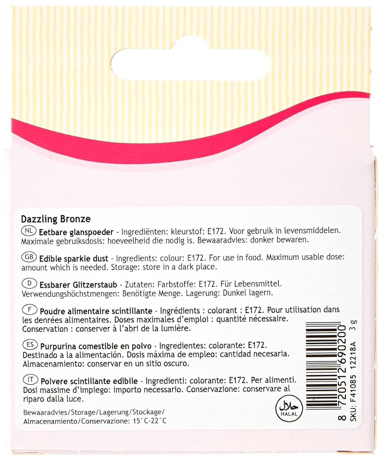 Funcakes Sparkle Dust Dazzling Bronze: Musujący barwnik spożywczy w proszku do dekoracji ciast, certyfikat Halal