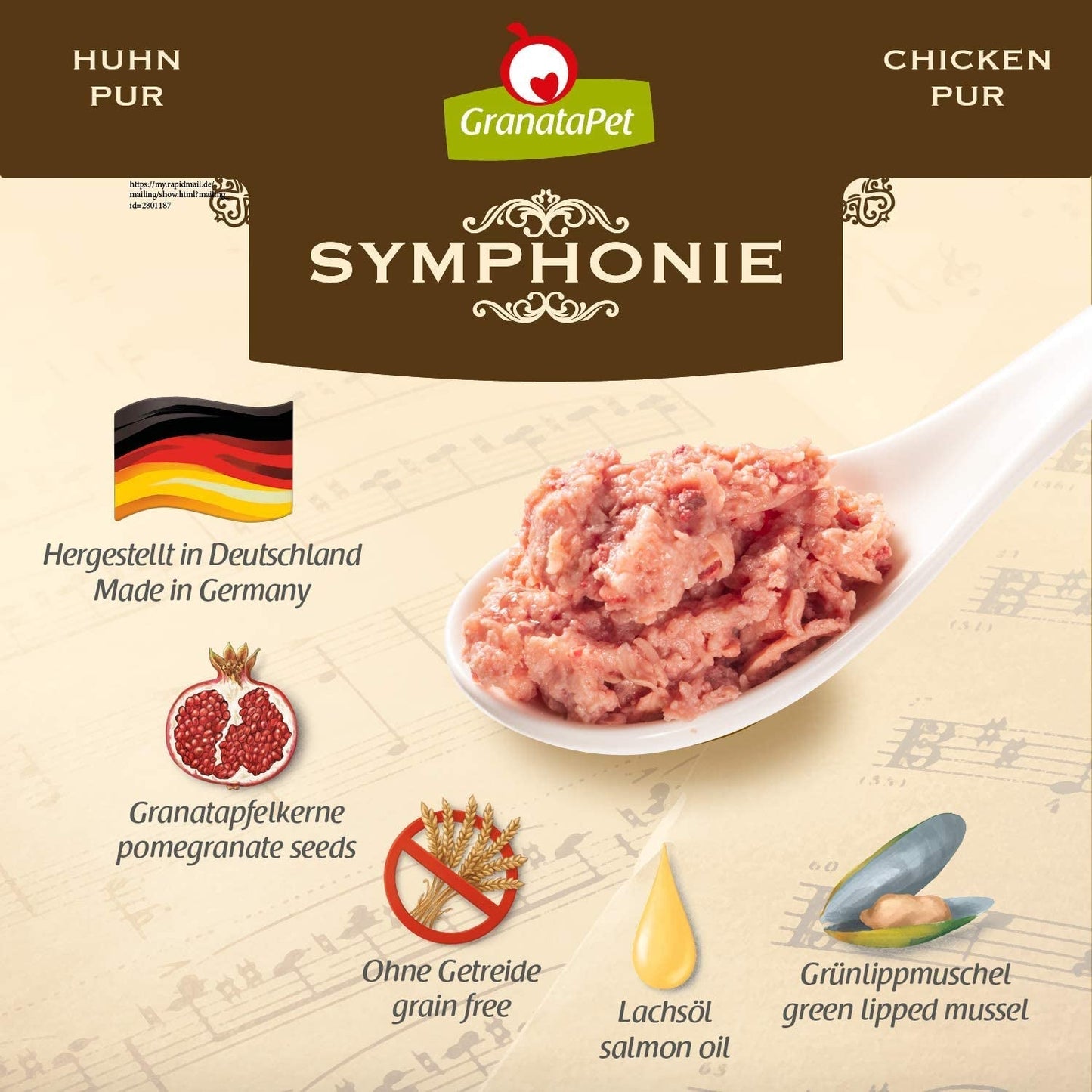GranataPet Symphony No. 5 Pure Kurczak, karma dla kotów bez zbóż i cukru, filety w naturalnej galaretce, delikatna mokra karma dla kotów, 6 x 200g