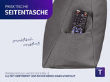 Poduszka do czytania Traumnacht Cosy Back Cushion, 70 x 40 cm ciemnoszara, zdejmowany i nadający się do prania pokrowiec wykonany w 100% z poliestru, praktyczna kieszeń boczna, certyfikat Oeko-Tex, wyprodukowana zgodnie z niemieckimi standardami jakości