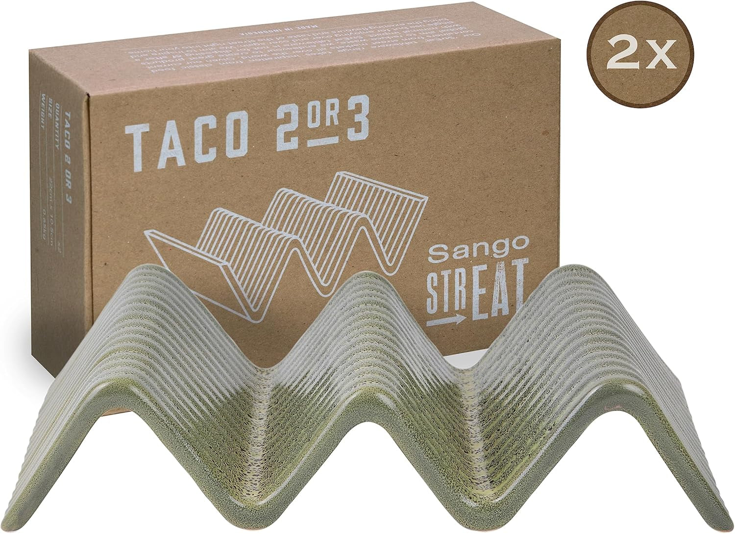 CreaTable, 33984, seria Street Food, zestaw naczyń obiadowych dla 2 osób, stojak Street Taco 2 z kamionki, można myć w zmywarce i używać w kuchence mikrofalowej, jakość produkcji