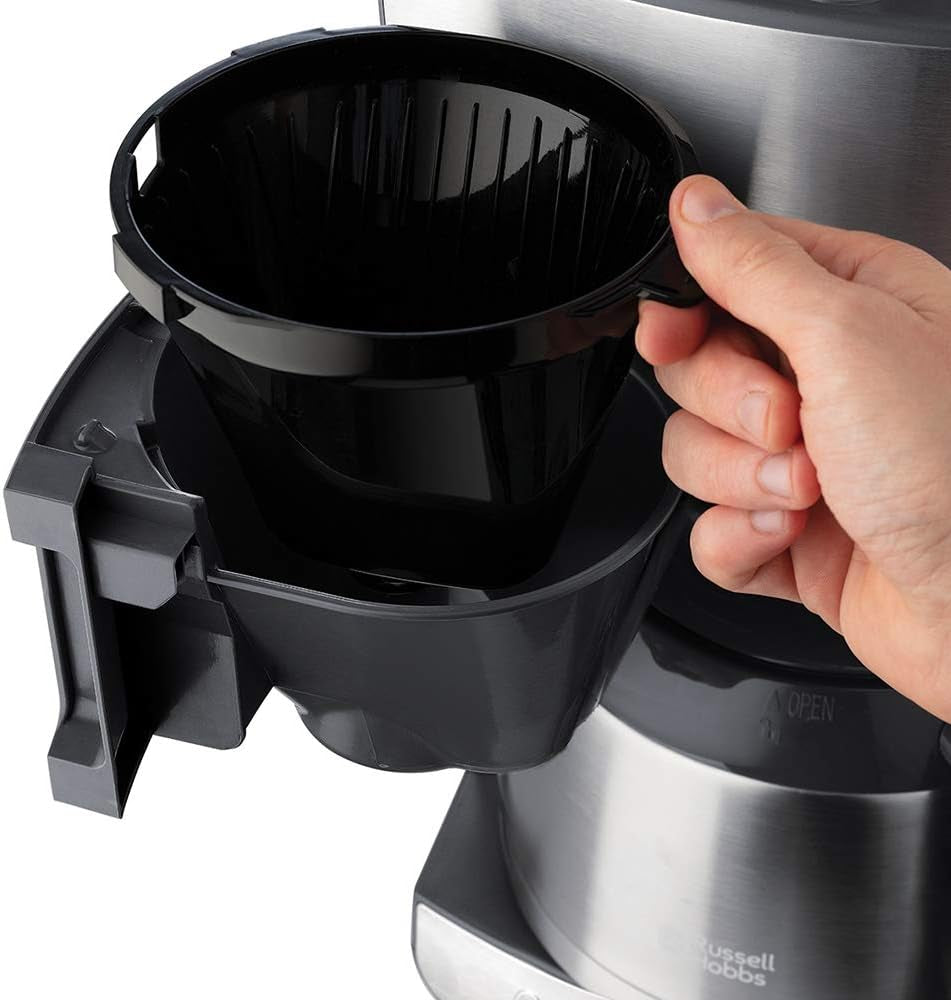 Ekspres do kawy Russell Hobbs z młynkiem i dzbankiem termicznym [cyfrowy timer, słuchawka prysznicowa dla optymalnej ekstrakcji i aromatu] Grind&Brew (1–10 filiżanek, 3 poziomy mielenia) Filtrowy ekspres do kawy 25620-56