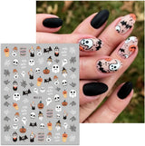 JMEOWIO Nagelsticker Halloween 8 Blatt Nail Art Naklejka Selbstklebend Nagelaufkleber Totenkopf Horror Geist Hexe Spinnennetz Fledermaus Kürbis Spukdekoration Nageldesign Zubehör