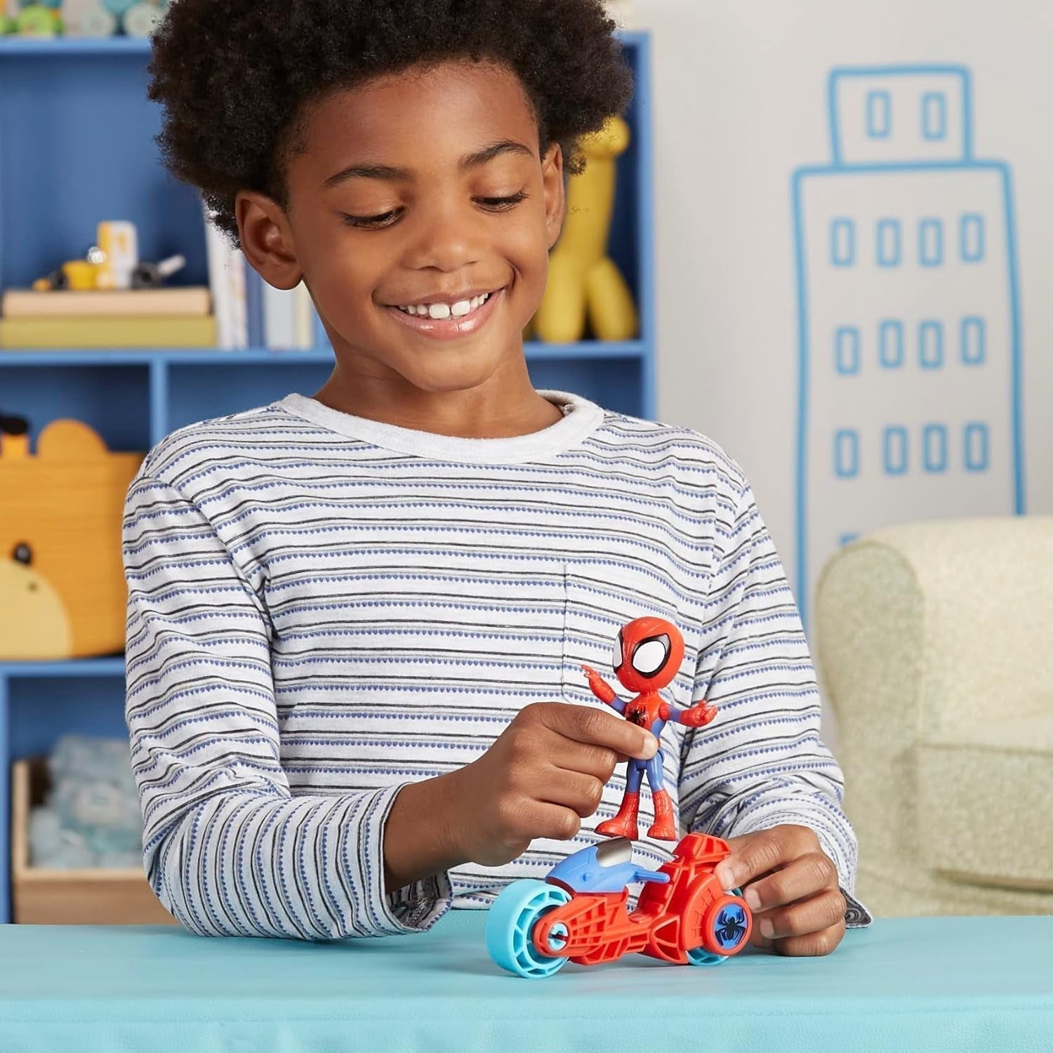SPIDEY i JEGO NIESAMOWICI PRZYJACIELE Marvel Spidey Figurka motocykla dla chłopców i dziewcząt w wieku od 3 lat Figurki Naty Shop
