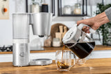 ZWILLING ENFINIGY Filtrowy ekspres do kawy ze szklaną karafką 1,5 l, ekspres do kawy z bojlerem ze stali nierdzewnej, funkcją Blooming i inteligentnym odkamienianiem, tworzywo sztuczne, srebrny