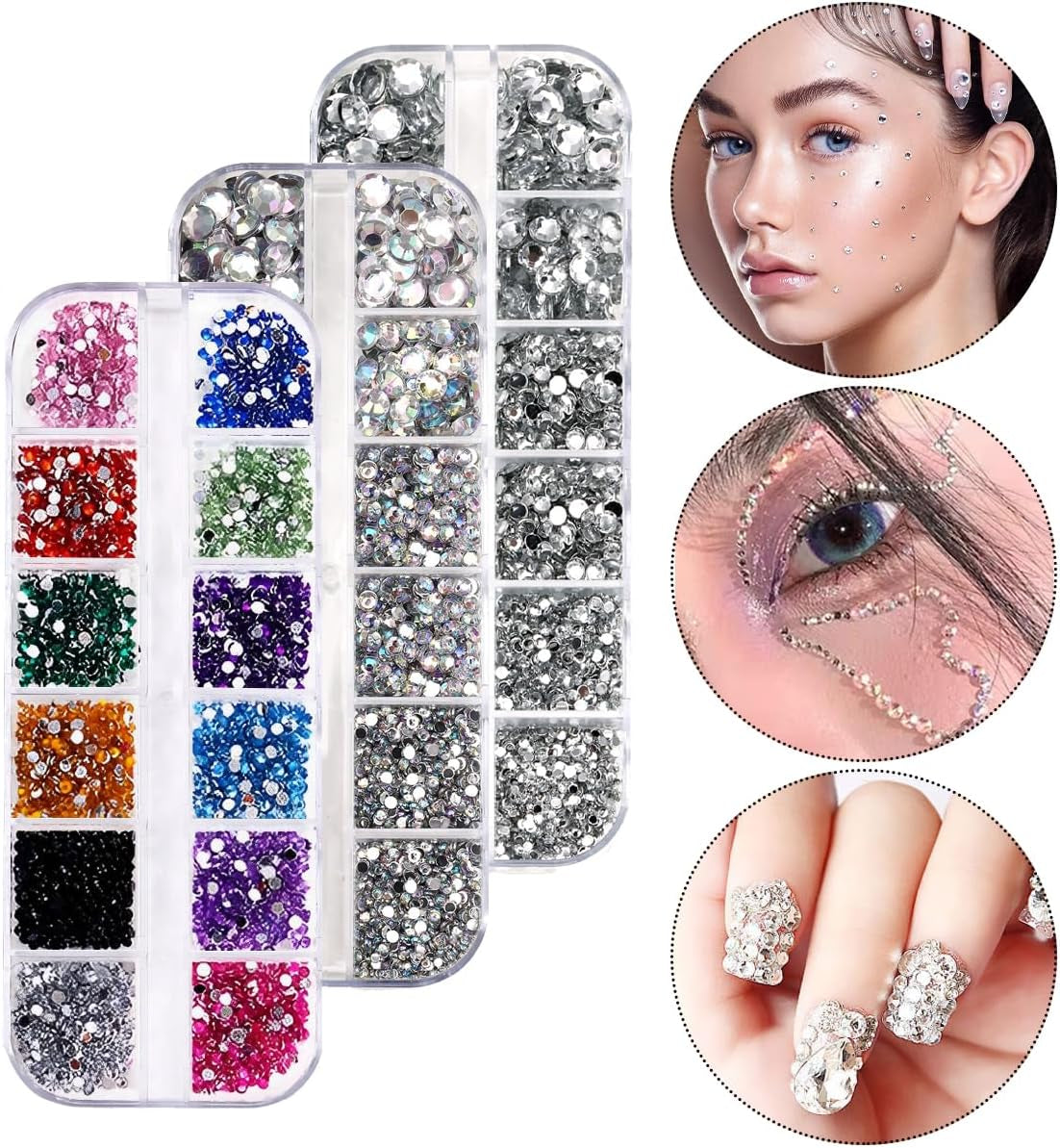 4600 Stück Strasssteine ​​​​Für Nägel, Nagel Glitzersteine ​​​​3 Verschiedene Stil Flache Nail Gems Nägel Steine ​​​​Klein Nagel Steinchen Mit Pinzette Und Strass Picker Dotting Pen Für Nägel/Kleidung/Handwerk