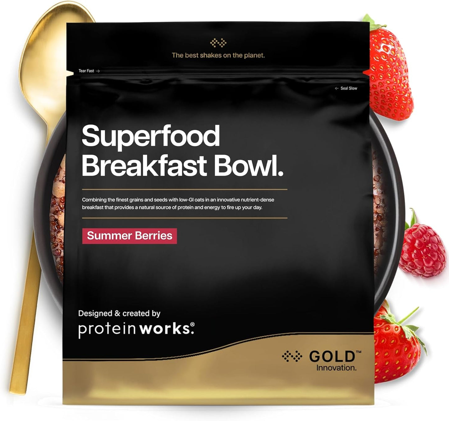 Białko działa | Śniadanie Superfood - ZŁOTA Innowacja, Nagradzane płatki zbożowe, Muesli białkowe, Bogate w składniki odżywcze zbóż, nasion i owsa, Wysoka zawartość błonnika, Jabłka i Cynamonu, 10 porcji, 600g