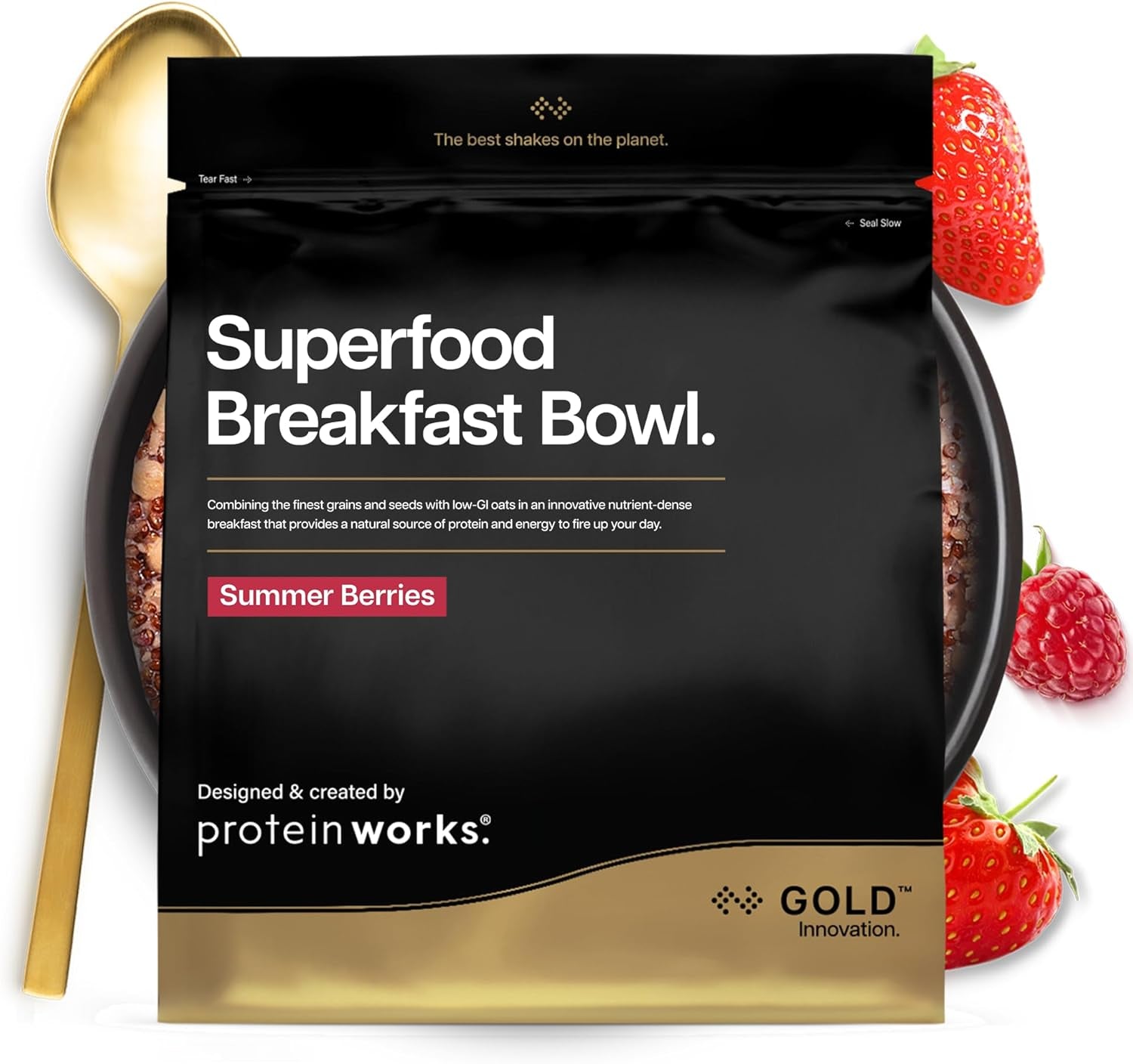 Białko działa | Śniadanie Superfood - ZŁOTA Innowacja, Nagradzane płatki zbożowe, Muesli białkowe, Bogate w składniki odżywcze zbóż, nasion i owsa, Wysoka zawartość błonnika, Jabłka i Cynamonu, 10 porcji, 600g