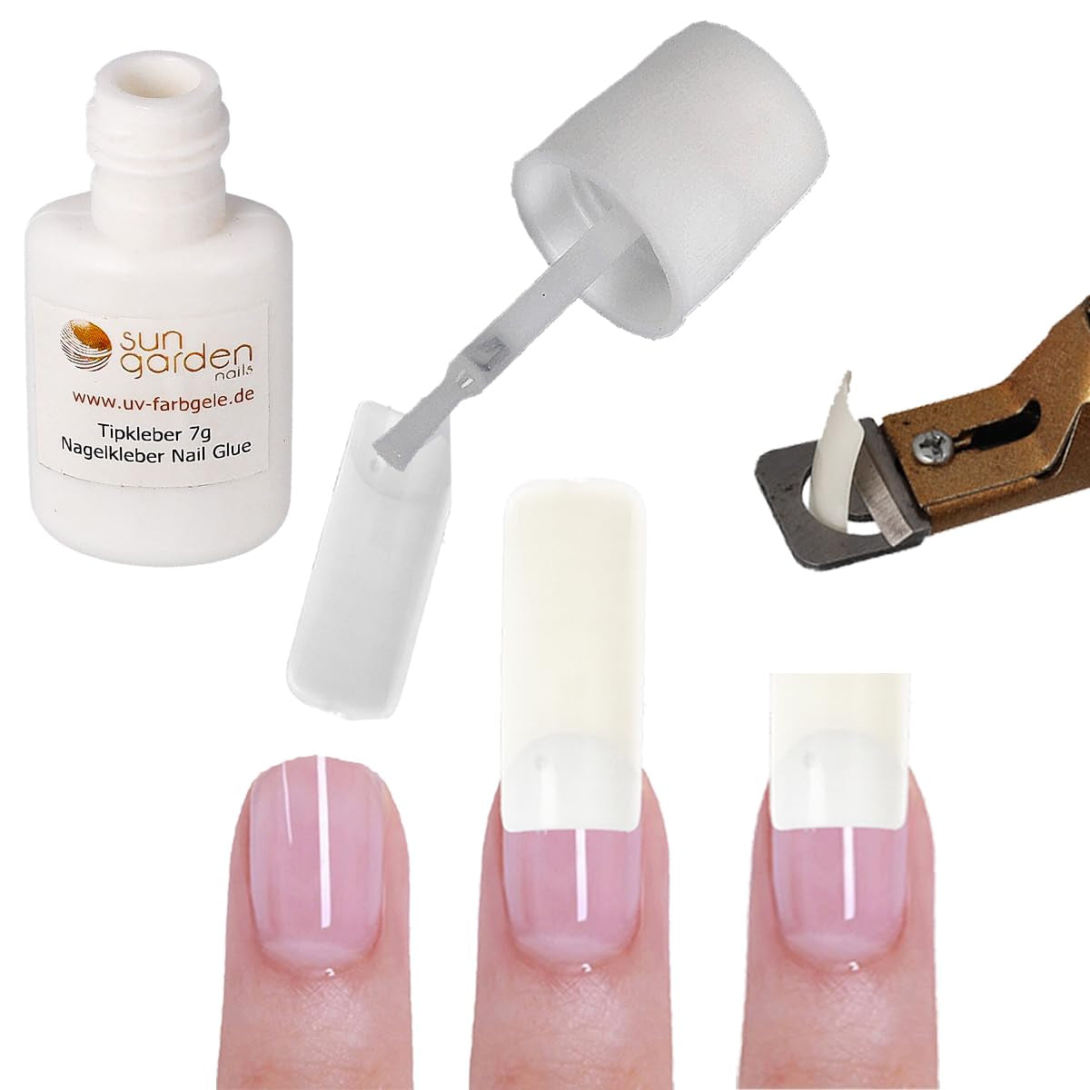 Sun Garden Nails żel przezroczysty jednofazowy 30ml + opakowanie 100 końcówek + klej do końcówek 7ml