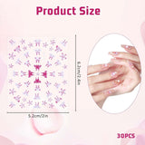 3D Nagelsticker 30 Blatt Nagelsticker Selbstklebend Blumen Blumenherzform Nageldesign Naklejka na paznokcie Nageldesign Zubehör Nagelaufkleber Für DIY Dekorationen, Maniküre, Handyhüllen