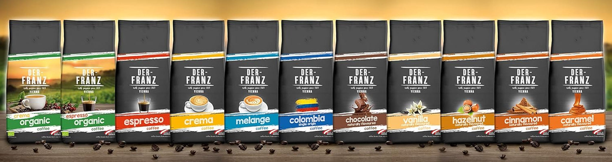 Kawa Der-Franz Melange, moc 3/5, 100% Arabica, całe ziarna kawy, 4 x 1000 g