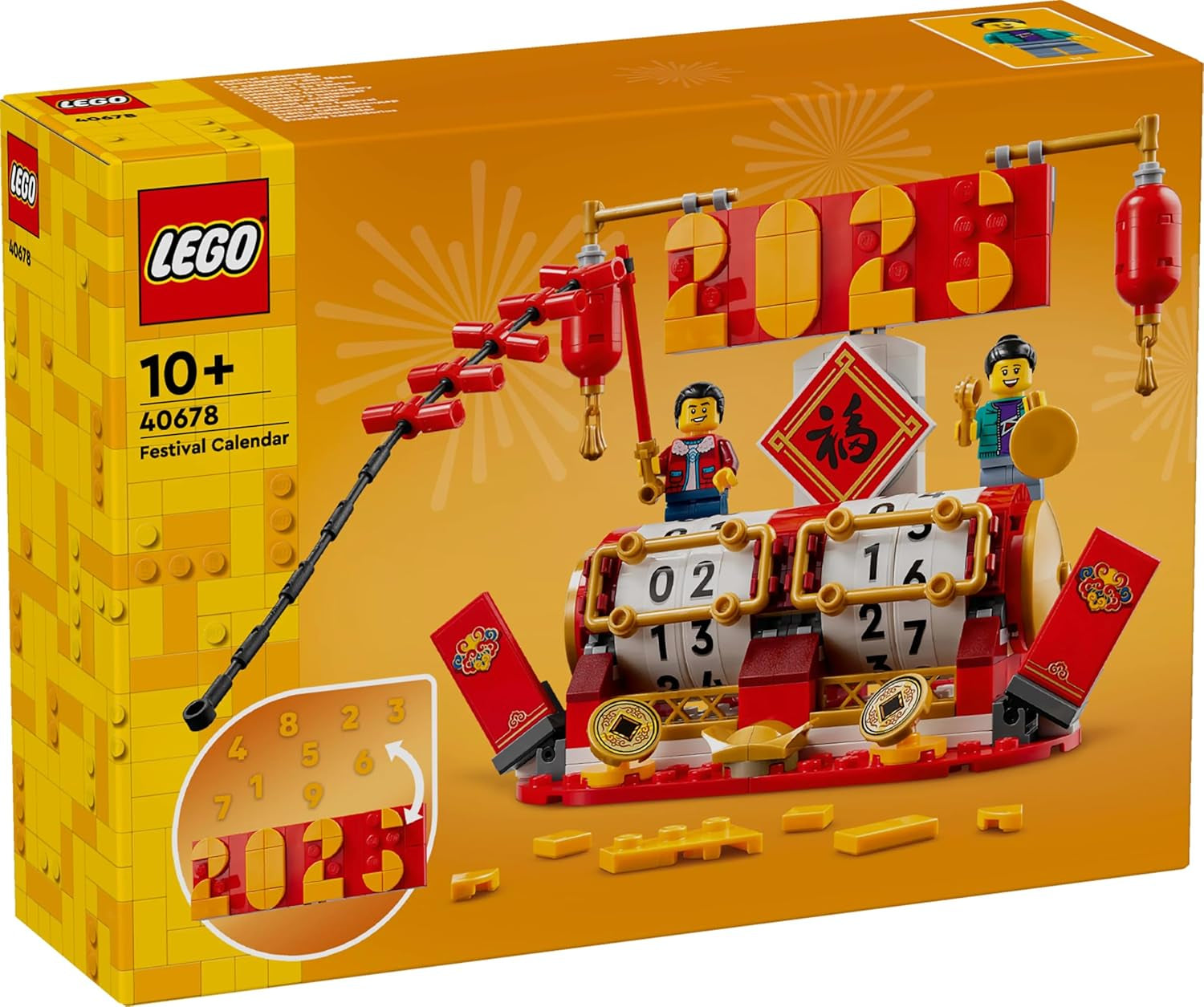 Kalendarz świąteczny LEGO, prezent na chińskie wakacje dla chłopców i dziewcząt, zestaw do budowania Księżycowego Nowego Roku, pozwala dzieciom na wyobraźnię, świąteczna zabawka, dekoracja na chiński Nowy Rok 40678 Zestawy do budowania Besuche den LEGO-Store