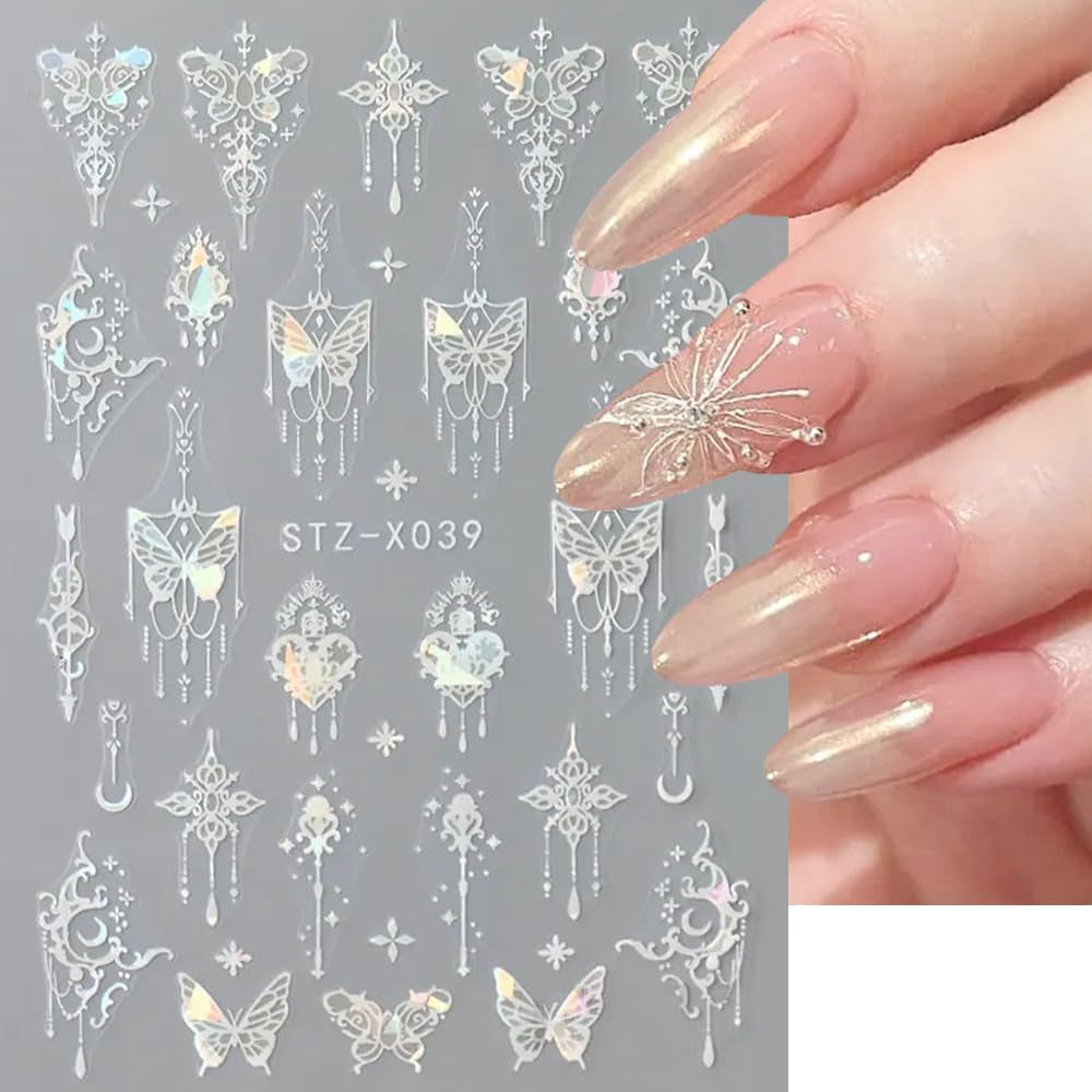3D Metallic Schwarz Schmetterling Nagelsticker - Laser Pink Aurora Nagelaufkleber - Punk Butterfly Nail Art Naklejki - Srebrne naklejki do paznokci - Nageldesign Zubehör