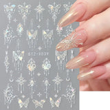 3D Metallic Schwarz Schmetterling Nagelsticker - Laser Pink Aurora Nagelaufkleber - Punk Butterfly Nail Art Naklejki - Srebrne naklejki do paznokci - Nageldesign Zubehör