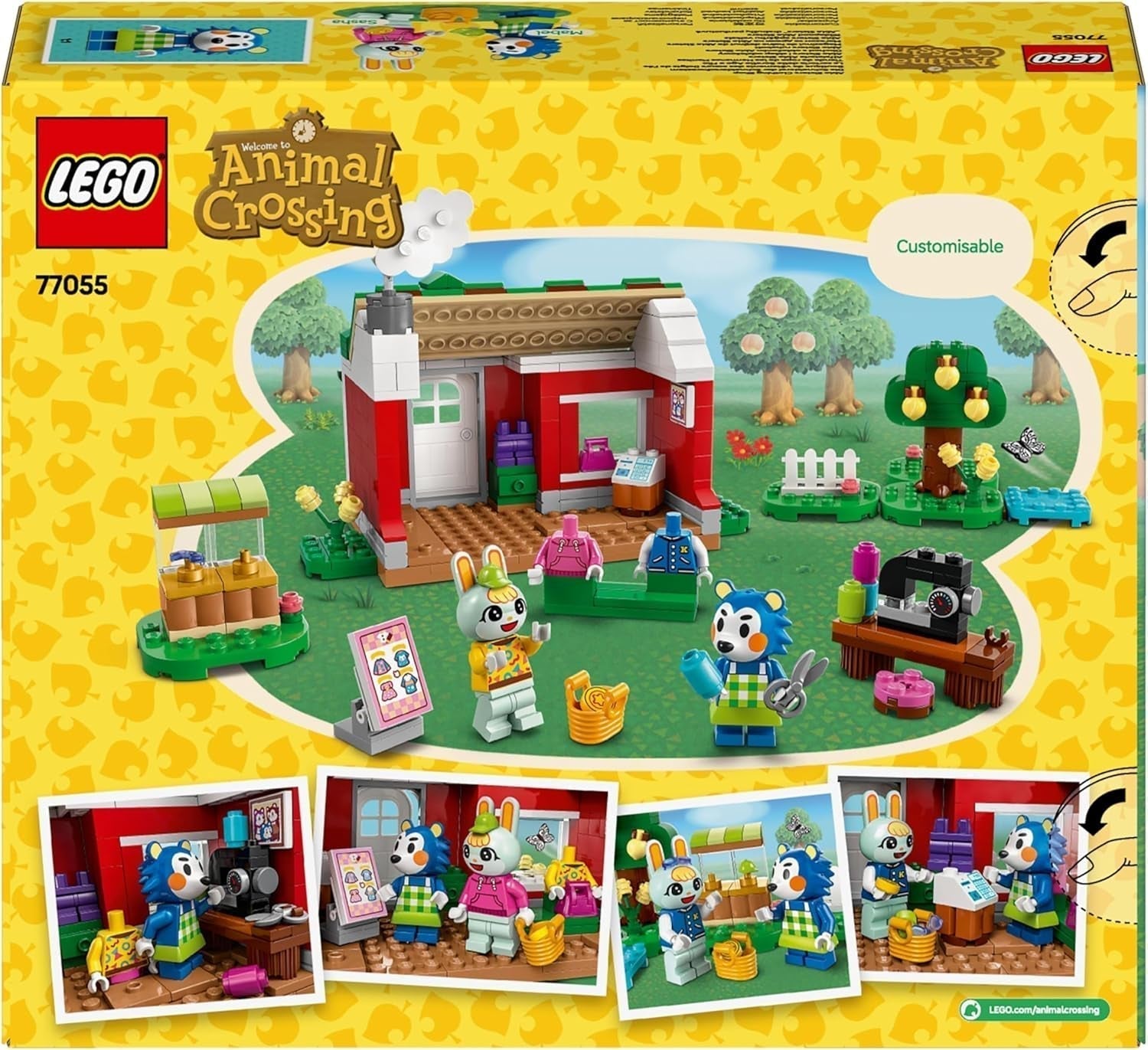 LEGO Animal Crossing Tailoring Sisters Kreatywny zestaw do odgrywania ról, prezent dla dziewcząt, chłopców i fanów gier wideo w wieku od 6 lat, zestaw przygodowy 77055 Zestawy do budowania Besuche w sklepie LEGO