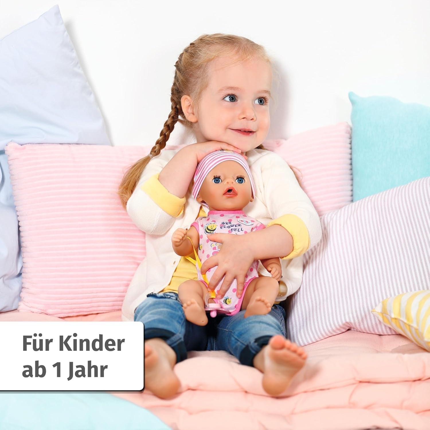 BABY Born Lena (dziewczynka) 36 cm, lalka z 7 funkcjami dla dzieci od 1 roku, działa bez baterii, duża lalka 36 cm, 834596 Zapf Creation, różowe lalki Naty Shop