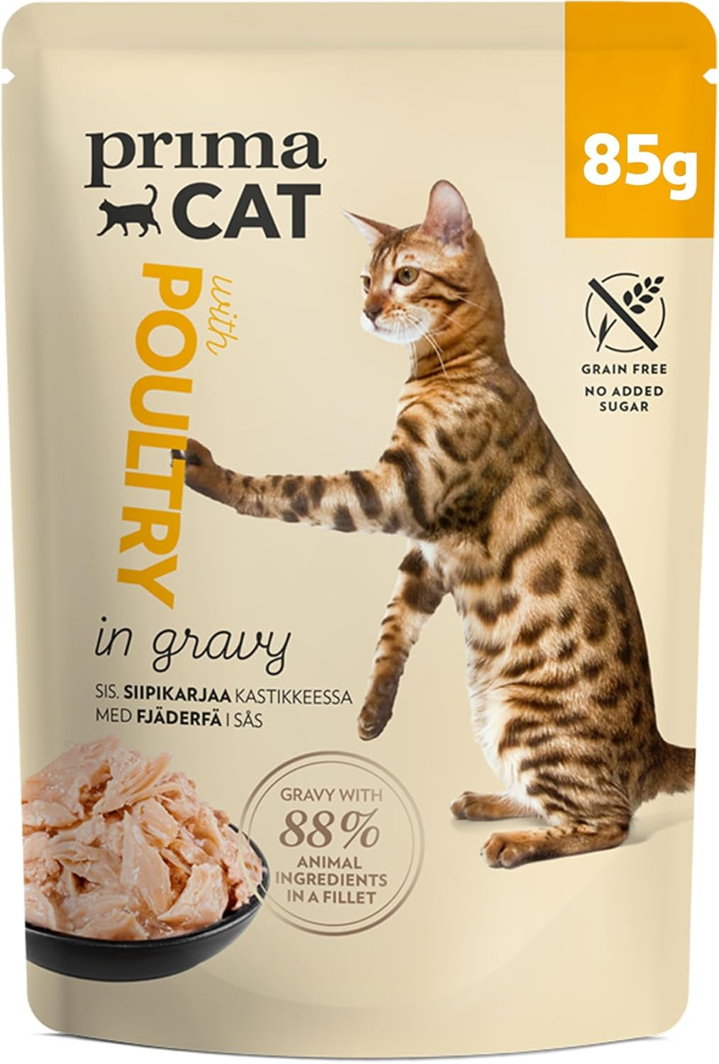 PrimaCat - Klasyczna mokra karma dla kotów o smaku ptaka w sosie, 28 x 85 g