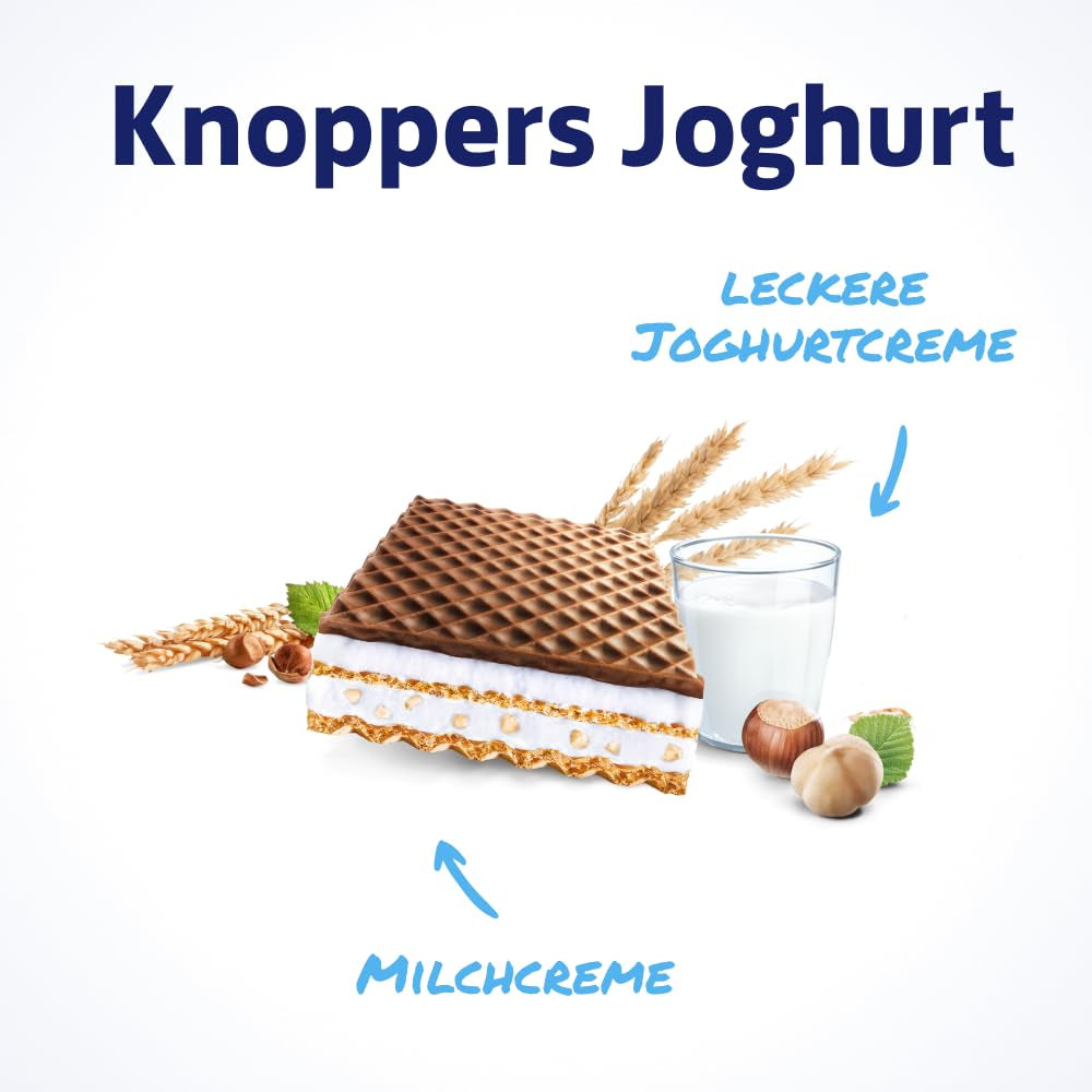 Jogurt – 4 x 200 g – Plasterki wafla nadziewane kremem jogurtowo-nugatowym, orzechami laskowymi i kakao