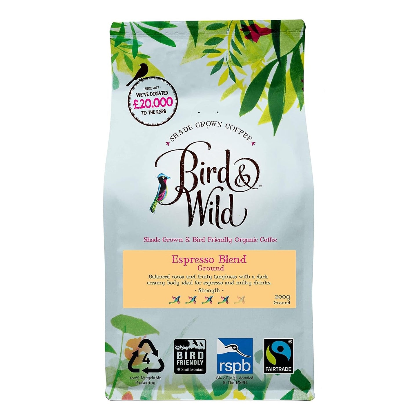 Podpisowa mieszanka espresso, Fairtrade, kawa pełnoziarnista, organiczna, uprawiana w cieniu, chroniona przed ptakami, waga netto 200 g