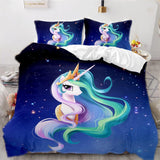 Pościel dla dziewczynki, Jednorożec, 2 poszewki na poduszki Pościel - dziecięca Naty Shop Jednorożec na niebieskim tle 220×240 cm
